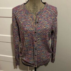 Rainbow ZigZag knit Women's Light Buttoned Cardigan Sweater